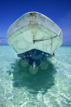 a boat in the blue lagoon of sian kaan in mexico