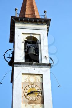 travedona monate  old abstract in  italy   the   wall  and church tower bell sunny day 