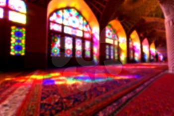 blur in iran colors from the windows the olf mosque traditional scenic light