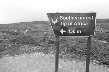 in south africa  road sign of cape agulahs the most southern african point   
