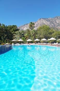 blur in turkey resort pool luxury vacation and background  mountain 