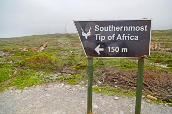in south africa  road sign of cape agulahs the most southern african point   