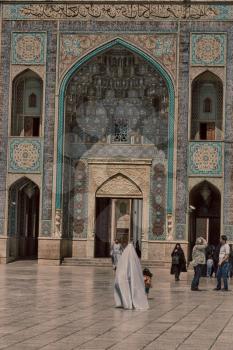 in iran the old      mosque and traditional wall tile incision near minaret