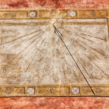 in italy sundial and gnomon antique historical medieval decoration wall