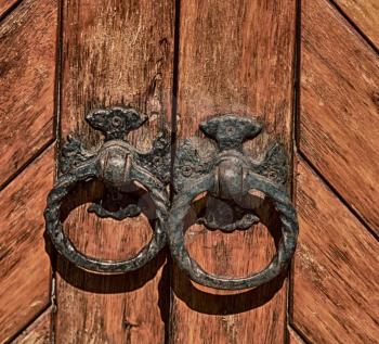 blur in south africa  antique door entrance and      decorative handle for background
