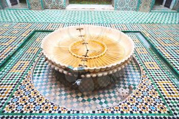 fountain in morocco africa old antique construction  mousque palace
