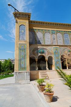 in iran antique palace golestan gate  and garden old eritage and historical place