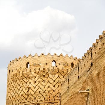 blur in iran shiraz the old castle   city defensive architecture near a garden