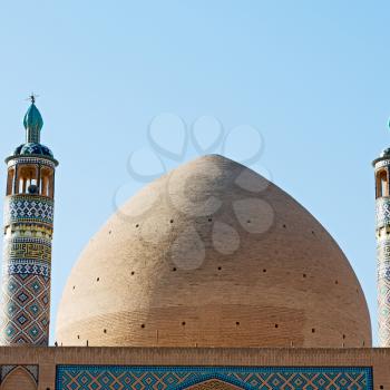 in iran the old      mosque and traditional wall tile incision near    minaret
