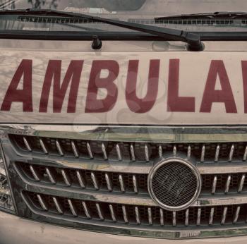 in  philippines old dirty bonnet of an ambulance concept of medical care