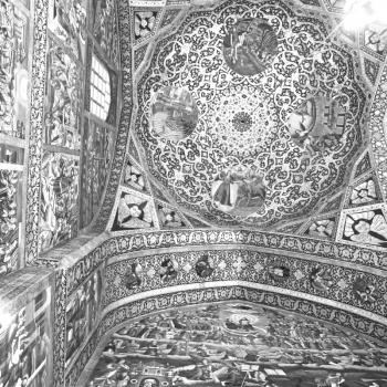 in iran the old    cathedral and traditional gold wall painted 