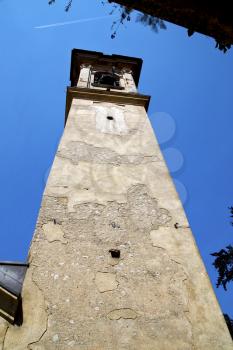  castronno    old abstract in  italy   the   wall  and church tower bell sunny day 