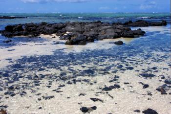 boat foam footstep indian ocean some stone in the island of deus cocos in mauritius
