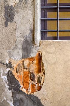 tradate window  varese italy abstract      wood venetian blind in the concrete  brick