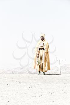  ETHIOPIA,LALIBELA-CIRCA  DECEMBER 2017--unidentified priest walking in the street  
