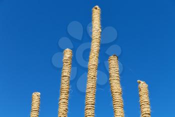 in   ethiopia africa  bamboo and rope abstract in the sky concept of differences