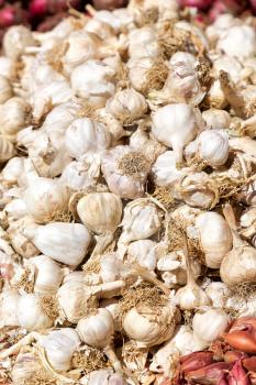 blurred abstract background texture of a  garlic in the market concept of healty