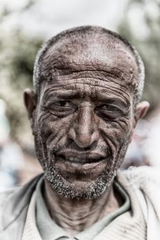 ETHIOPIA,LALIBELA-CIRCA  JANUARY 2018--unidentified old man  in the genna celebration
