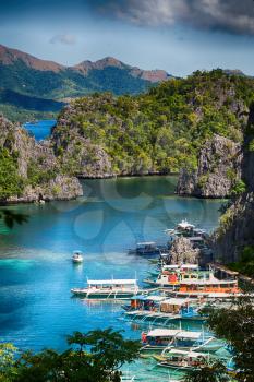 in  philippines  view from a cliff of the beautiful paradise bay and tropical lagoon