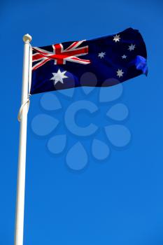   australia in the clear sky  the waving flag 