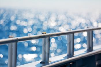 in australia the bokeh of light from the railings  boat and ocean