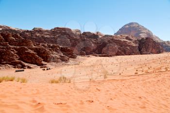 in the wadi rum desert of jordan  sand and mountain  adventure destination
