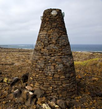 tower spain  hill      black rocks in the   lanzarote 
