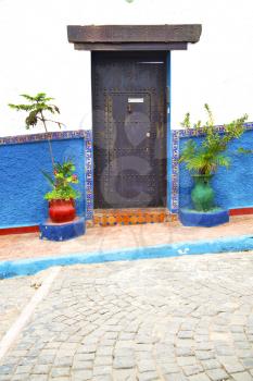 historical in     antique building door morocco        style africa   wood and metal rusty

