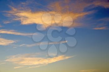 sunrise  in the colored sky white soft clouds and abstract background