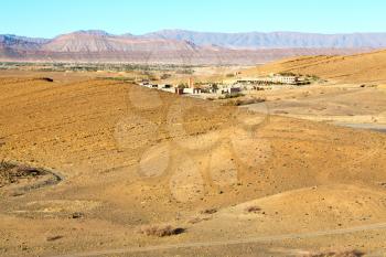 in   valley  morocco          africa the atlas dry mountain ground isolated hill