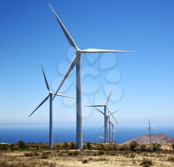 africa wind turbines and the sky in  isle of lanzarote spain 