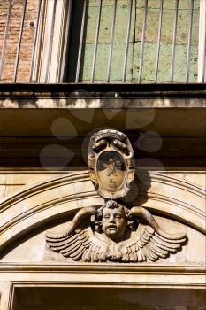 cherub marble statue of angel   in the centre of napoli italy church san domenico