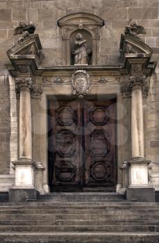 the brown gate  in the old church of bellinzona switzerland  swisse