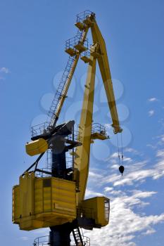 sky clouds and yellow crane in  buenos aires argentina