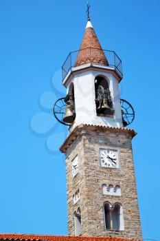 ancien clock tower in italy europe old  stone     and bell