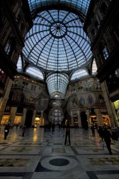 the dome of the historical galleria umberto primo in the centre of naples italy
