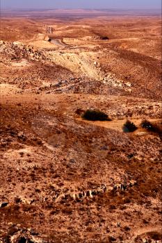 brown desert street and hill in matmata tunisia