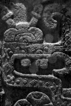 the  abstract incision in the old temple of chichen itza mexico