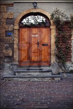 the brown door and grate  in  bellinzona switzerland  swisse