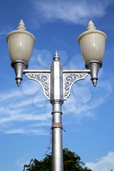 bangkok thailand street lamp in the sky   palaces  temple   abstract  sunny day   