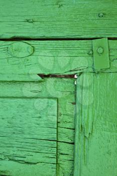  piece of colorated green wood as a window in lanzarote spain