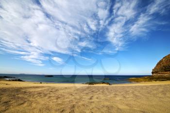 spain sky cloud beach  water  coastline and summer in lanzarote 
