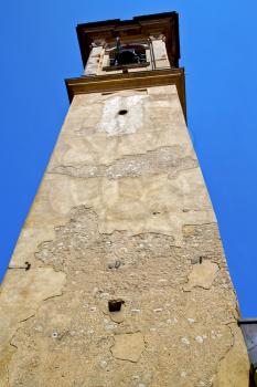 castronno old abstract in  italy   the   wall  and church tower bell sunny day