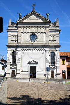 varese  castronno  in italy    the old wall  church and column blue sky