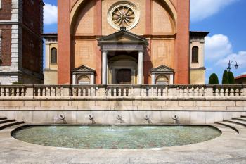lonate pozzolo varese  church italy the old wall terrace   bell tower fountain