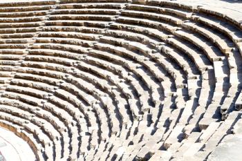 in   turkey    europe aspendos the old theatre abstract texture of step and gray