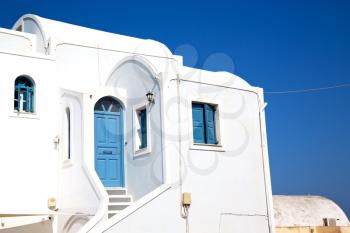 house in santorini greece europe old construction white      and blue 