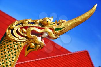thailand abstract cross wood drake incision roof red wat  palaces in the temple  bangkok  asia and sky