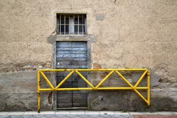 brown  europe  italy  lombardy        in  the milano old   window closed brick      abstract grate    door terrace