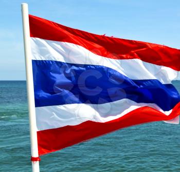 asia  kho phangan bay isle waving flag    in thailand and south china sea 